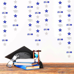 Navy-Blue Silver Graduation-2026 Class Party-Decorations Garland – Congrats Grad