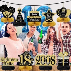 Chic 9-Pcs Honeycomb Centerpieces in Black Gold for Boys and Girls 18th Birthday