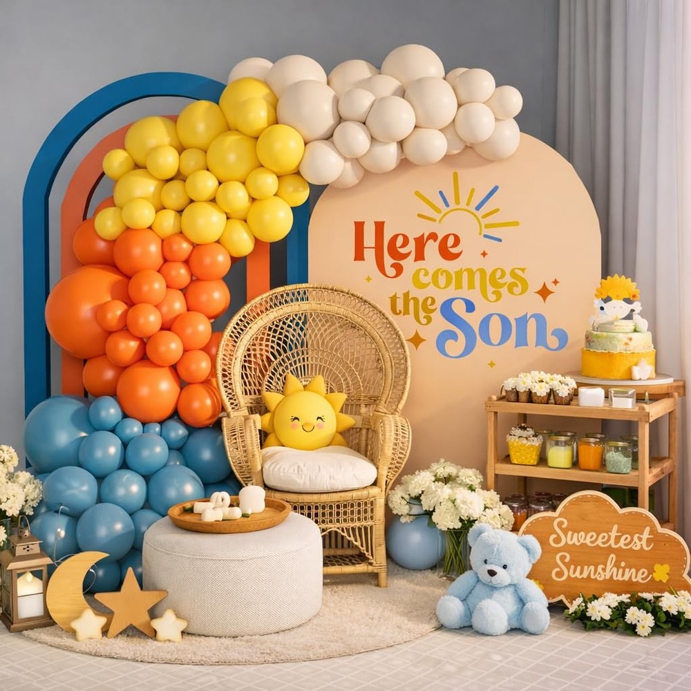 Here Comes the Son Balloon Arch Garland Kit 149pcs for Retro Sun Baby Shower …
