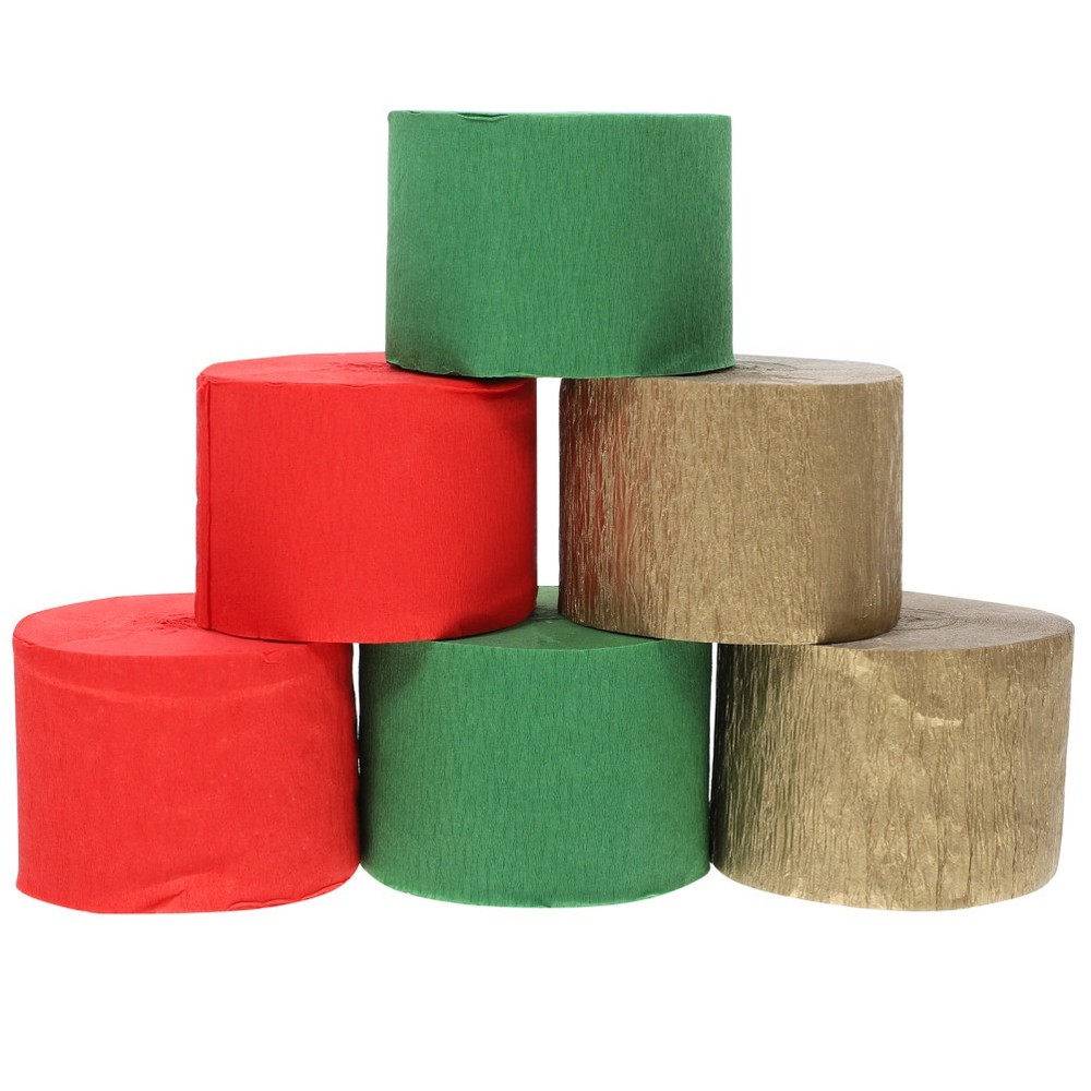 6 Pcs Paper Crepe Streamers Decorative Streamers for Christmas Birthday Party