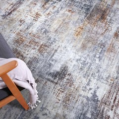 IOHOUZE Abstract Runner Rug 2×5 Ft 2′ x 5′ (Runner), Orange/Brown/Grey
