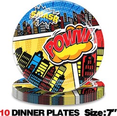 Superhero Party Supplies Set Plates Balloons Tablecloth Banner Cake toppers