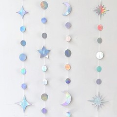 4 Pack Multi Iridescent Party Garland Star&Moon Holographic