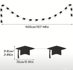 Graduation Party Decoration Set: Tablecloth, Balloons, Danglers ++ Black & Gold