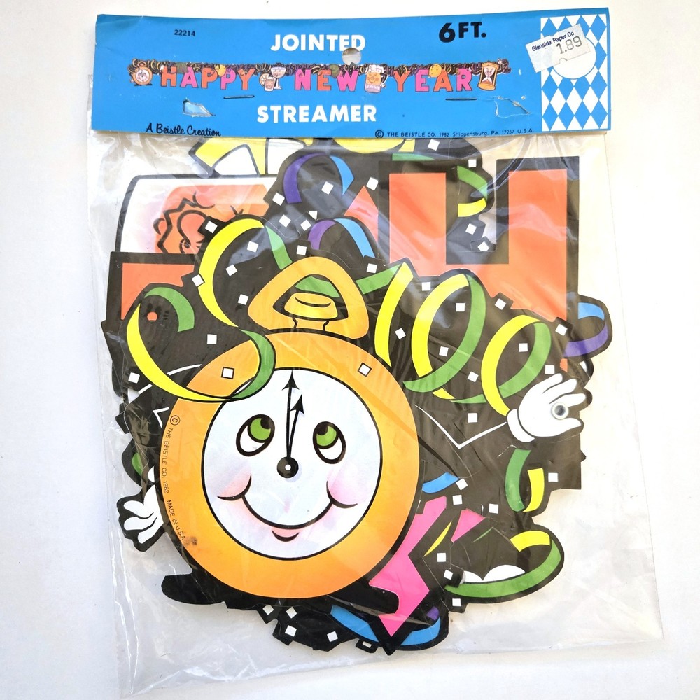 VIntage 1982 Beistle HAPPY NEW YEAR 6 Foot Jointed Streamer Banner Decoration