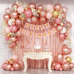 Rose Gold Decorations with Metallic Pearl Rose Gold Confetti Light Pink White…