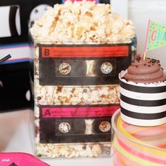 Versatile 80s Theme Cassette Tape Centerpiece Buckets – Perfect for All Ages