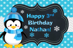 3×6 Penguin Boy vinyl Birthday Banner