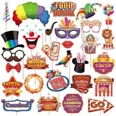 Carnival Photo Booth Props 30PCS Carnival Decorations Circus Theme Party Deco