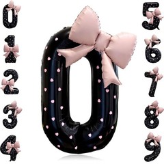 40 Inch Black Bow Numbers Balloon 0-9 Foil Mylar Large Number Balloon 2026 Gr…