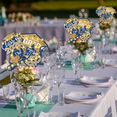 Graduation Decorations Class of 2026-30pcs Blue and Gold Graduation Table Center