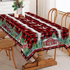 Christmas Tablecloth 60×84 Inches for Rectangle Tables – Red Buffalo Plaid Ch…