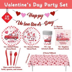 Valentine’s Day Love-Themed Disposable Tableware Set Romantic Party Decoration