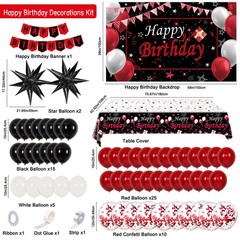 Red Birthday Decorations for Men Women Boys Girls, 75 PCS Red and Black Party…