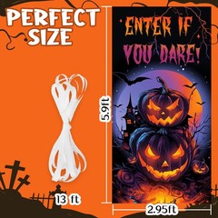Halloween Door Cover Decorations Scary Pumpkin Door Banner
