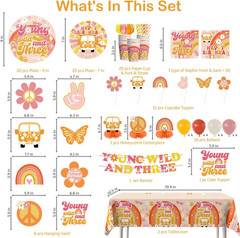 138pcs Young Wild and Three Party Decorations Tableware Set, Wild and Three Plat