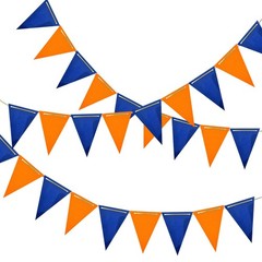 Navy Blue and Orange Pennant Banner 3 Pack Paper Triangle Flag Hanging Decora…