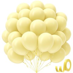 Pastel Yellow balloons 12 inch, Light Yellow Latex Balloons 50pcs Party Ballo…