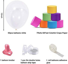 Rainbow Party Backdrop with Balloon Garland, Rainbow Cloud Birthday Photo Backdr