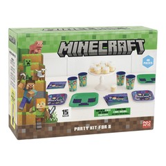 MINECRAFT 40PC. Party Kit for 8 (Large Plates, Small Plates, Napkins & Cups)-NEW
