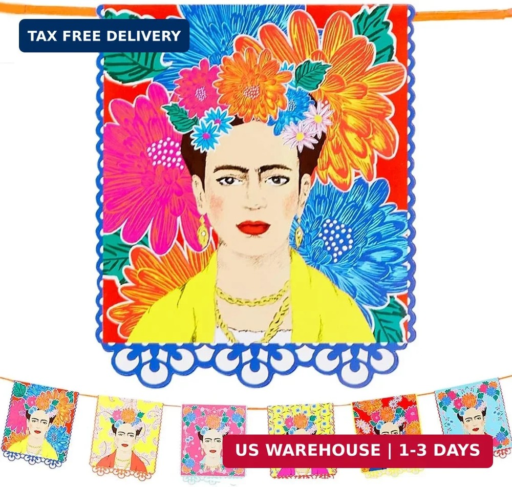 Talking Tables 1 x Frida Kahlo Garland Bunting – Vibrant Boho Party Paper Decora