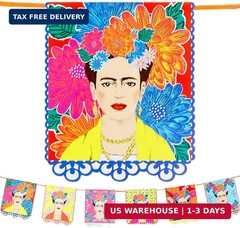 Talking Tables 1 x Frida Kahlo Garland Bunting – Vibrant Boho Party Paper Decora