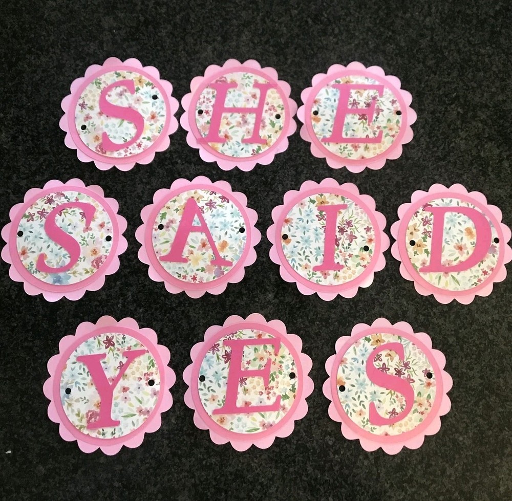 She Said Yes Hand Made Crafted Lettering Engagement Party Sign Wedding Shower