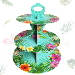 3 Tier Luau Cupcake Stand Hawaiian Themed Party Decorations Tropical Flowers Cup