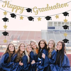 Graduation Banner Black Gold Glitter 10 Feet Pre Assembled No DIY Graduation …