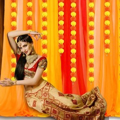 7x5ft Indian Pooja Backdrop Decoration, Diwali & Janmashtami Decor, 5 Marigold G