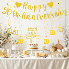 50Th Anniversary Decorations Pre-Strung Glitter Happy 50Th Anniversary Banner Ca