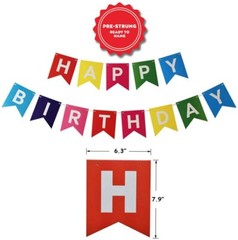 44pcs Birthday Party Decorations, Banner, Paper Fan, Garland, Swirl, Balloons