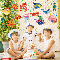 30 Pcs under the Sea Party Decorations Tropical Fish Hanging Swirls Ceiling Deco