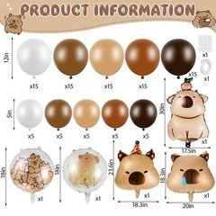108 Pcs Capybara Party Decorations Capybara Balloon Arch Garland Kit Beige Br…
