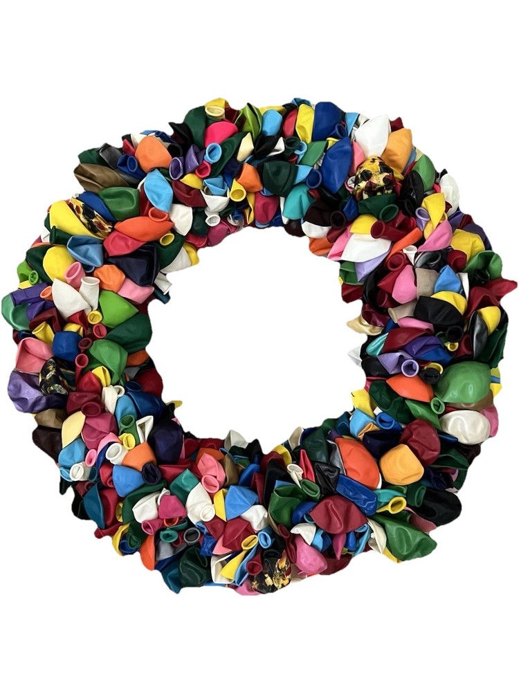 Wreath Birthday Balloon Party Front Door Deco Straw Festive FUN Bright Cheerful