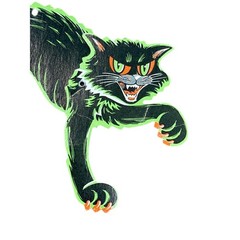 Vintage Beistle Jointed Black Cat Halloween Die Cut Retro Party Decoration USA