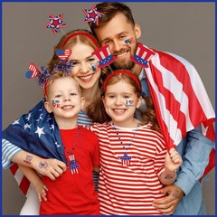 Complete Patriotic Celebration Kit: 92Pcs for Kids – Necklaces, Headbands & More