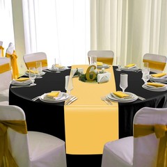 12-Pack 12×108″ Satin Table Runner & 84″ Round Plastic Tablecloths Set