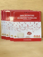Lot Of 5-Red Swirl Decorations 12 Pcs – 22 in (55.8 cm) -Total 60 Swirls