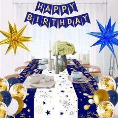 Gold and Blue Birthday Decorations for Men Boys Women Girls, 80pcs Blue and G…