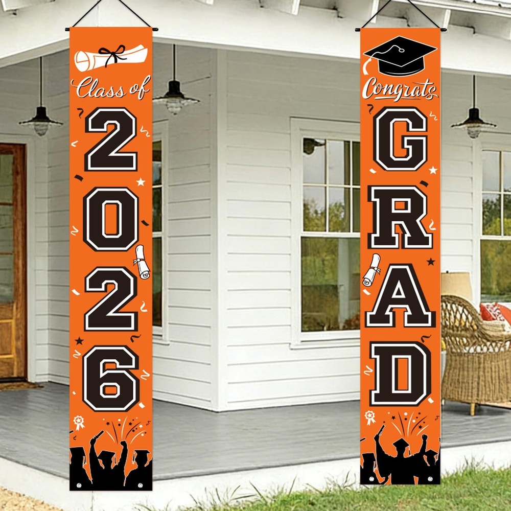 Graduation Decorations 2026, Orange Door Porch 70.9 x 11.8 inches,