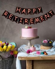 Retirement Party Decorations for Women Black Rose Gold Happy Retirement Banner a