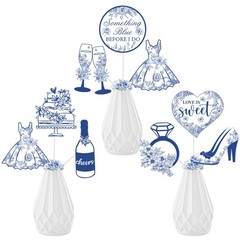 Something Blue Bridal Shower Centerpiece Stick Wedding Table Decor 16 PCS