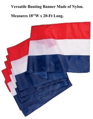 20-Ft Red White & Blue Striped Swag Bunting Indoor/Outdoor Polyester 18″W #061