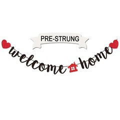 Black Welcome Home Banner – Glitter Welcome Decoration for Housewarming, Mili…