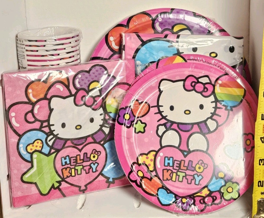 57 pcs, Hello Kitty birthday party supplies Set Rainbow Balloons Theme