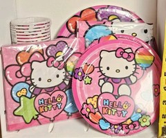 57 pcs, Hello Kitty birthday party supplies Set Rainbow Balloons Theme