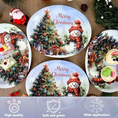50Pcs Christmas Snowman Plates Disposable Paper Plates Watercolor Christmas T…