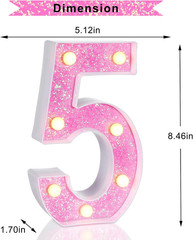 Pink Light up Letters，Pink Party Decorations,Girls Room Decor,Glitter Marquee Nu