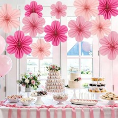 Paper Flowers Decorations Spring Summer Party Floral Backdrop Decor Pink 9 PCS